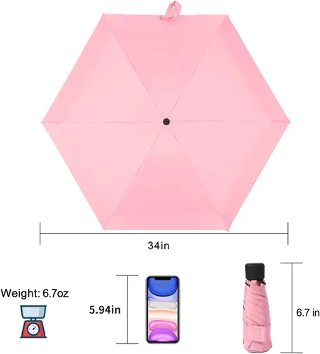 Vista 4 de GAOYAINIG - Mini paraguas pequeño con estuche de diseño ligero y compacto, perfecto para viajes, sombrilla portátil ligera para exteriores