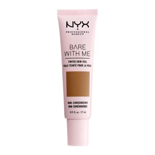 Vista 9 de NYX PROFESSIONAL MAKEUP Bare With Me - Velo de piel tintado, crema BB ligera, color beige camel Beige caramelo