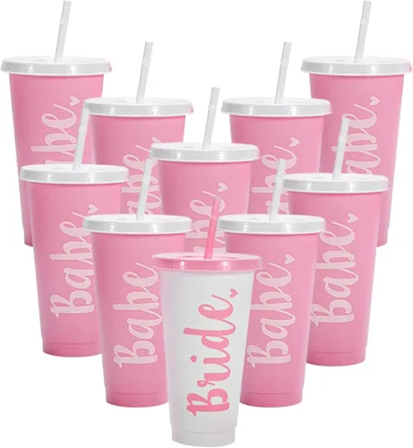 Vista 9 de Pop Fizz Designs Copas de despedida de soltera de Bride & Babe – Paquete de 6 Copas de fiesta nupcial para damas de honor Suministros y vasos
