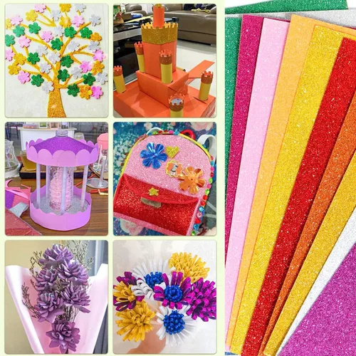 Vista 2 de 20 hojas de papel con purpurina para manualidades, niños, Halloween, Acción de Gracias, Navidad, decoración de otoño, papel de cartulina A4