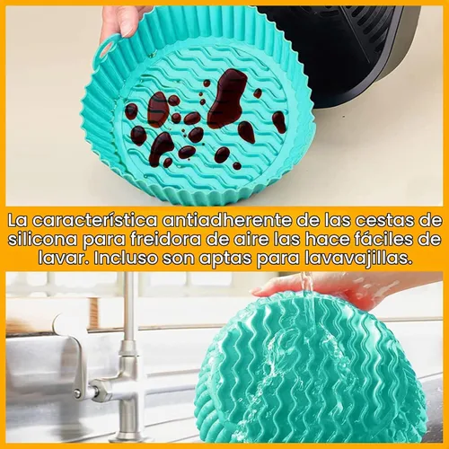 Vista 7 de Revestimientos para freidora de aire de 8 pulgadas para Ninja AF100 AF101 AF141 AF150 AF161 XL (paquete de 2) revestimientos de silicona negra
