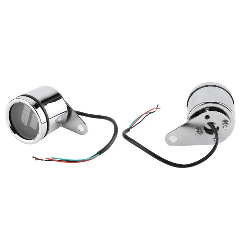 Vista 9 de Tacómetro electrónico, 2 en 1 motocicleta LED digital voltímetro tacómetro medidor de metal odómetro velocímetro