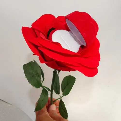 Vista 2 de Proposal Red Rose Ring Box,Valentine's Day Wedding Gift for Girlfriend - 1 PCS