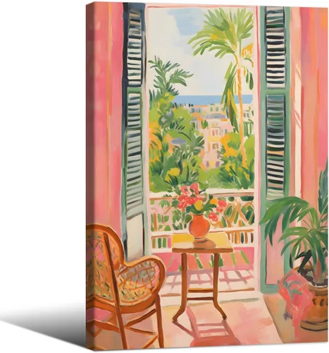 Vista 38 de Póster de pintura al óleo colorida de ventana abierta, arte de pared abstracto impresionista famoso y moderno, impresiones de lienzo estético