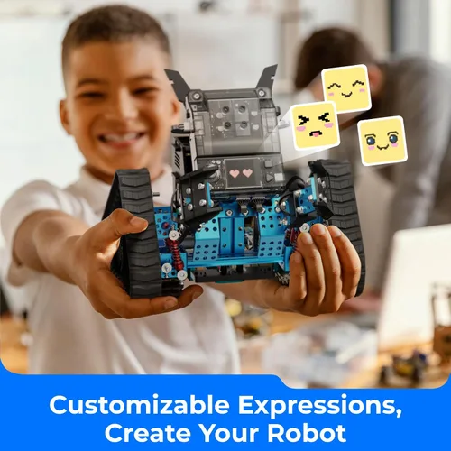 Vista 4 de Makeblock mBot2 Rover Emo Robot Programación para niños, kit de robótica interactiva de aprendizaje y juego al aire libre, codificación de control