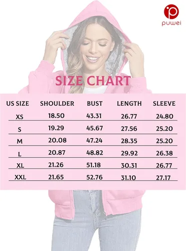 Vista 3 de PUWEI - Sudadera con capucha, con zíper y forro de felpa grueso, para mujer