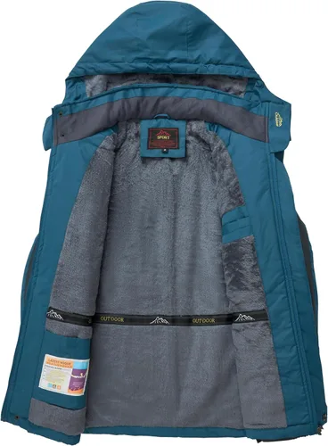 Vista 3 de Chaqueta de esquí de invierno para hombre, cálida e impermeable, forro polar, abrigo de nieve con capucha y resistente al viento, impermeable
