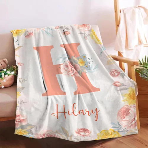 Vista 54 de Manta de bebé personalizada para niñas y niños pequeños, recién nacidos, regalos personalizados de vaca floral con nombre y texto, 40 x 30 pulgadas
