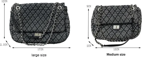 Vista 8 de Bolso casual de un hombro de moda retro de mezclilla a cuadros de diamante gris para mujer