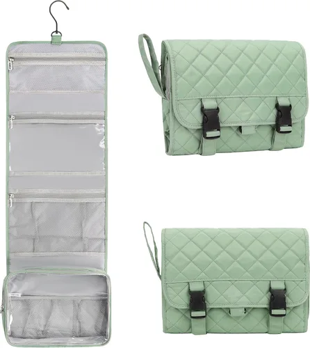 Vista 21 de Pequeña bolsa de aseo colgante para hombres y mujeres, organizador colgante portátil para kit de ducha de tamaño de viaje, accesorios de maquillaje
