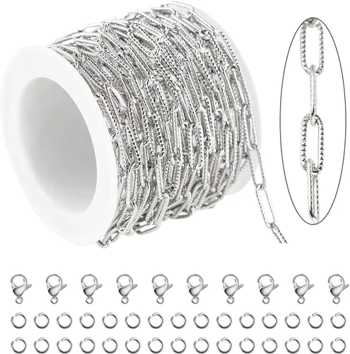 Vista 10 de Cadena de plata del acero inoxidable de la cadena del grano del satélite 304 para la fabricación de la joyería