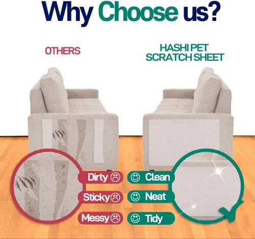 Vista 8 de HA SHI Protector de arañazos para gatos: hojas de protección de muebles o cinta adhesiva, gran cobertura, seguro para mascotas (doble cara)