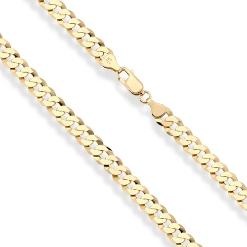 Vista 2 de Miabella Solid 18K Gold Over Sterling Silver Italian 7mm Diamond-Cut Cuban Link Curb Chain Necklace for Men Women