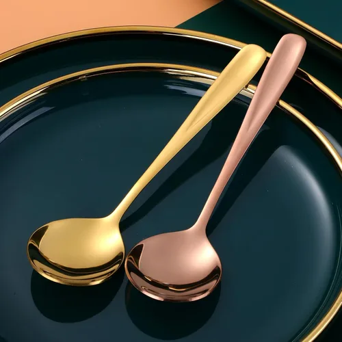 Vista 6 de 8-Piece Stainless Steel Table Spoons, 7 Inch Soup Spoons for Cereal, Dessert, Soup, Coffee & Tea(black）