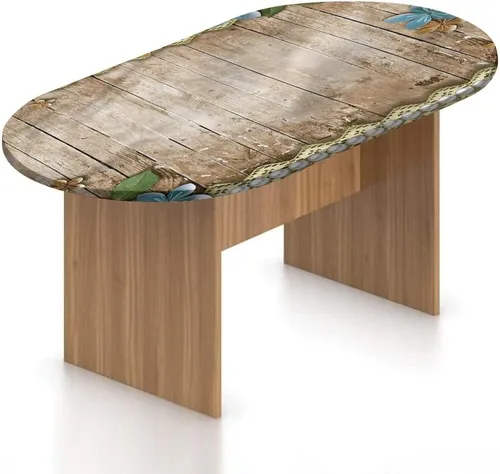 Vista 24 de XISUNYA Mantel ovalado ajustable de poliéster elástico de pavo real, con estampado de fotos y plumas coloridas, se adapta a mesas ovaladas de hasta