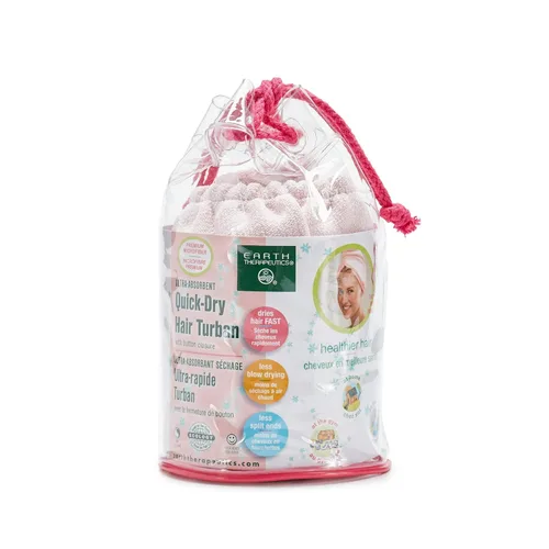 Vista 2 de Earth Therapeutics Turbante de pelo ultra absorbente de secado rápido (rosa)