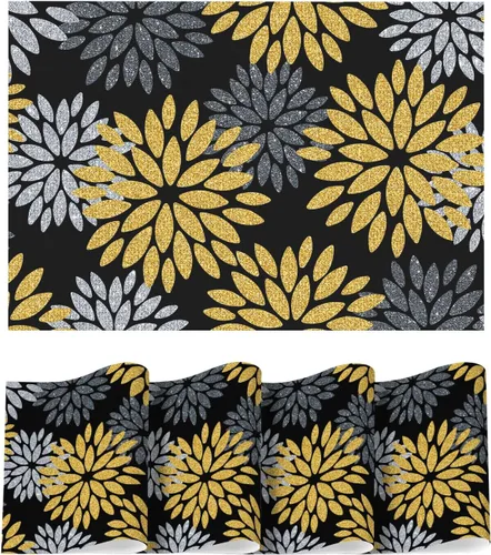 Vista 40 de Artoid Mode - Juego de 4 manteles individuales de vinilo con diseño floral, resistentes al calor, lavables, antideslizantes, de PVC, para decoración