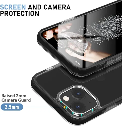 Vista 5 de MATEPROX Compatible con iPhone 14, transparente, delgada, transparente, a prueba de golpes, para iPhone 14 de 6.1 pulgadas 2022 (negro)