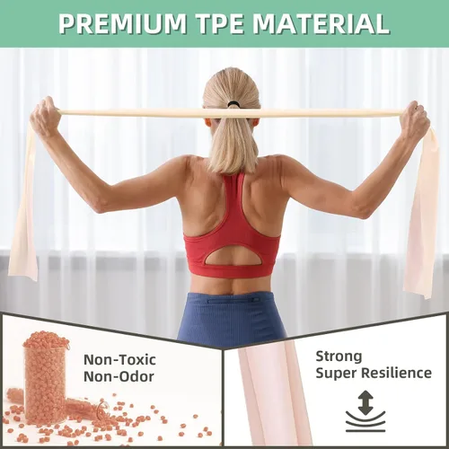 Vista 3 de Stretch Bands for Exercise, Resistance Bands for Working Out, Exercise Bands for Physical Therapy, Pilates, Rehab, Stretch, Strength Training and