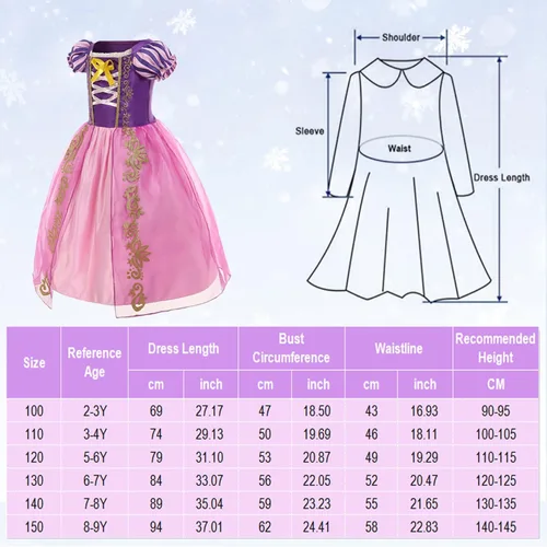 Vista 6 de Foierp Princess Dress Up Girls - Kid Princess Costume Birthday Party Halloween Cosplay Fancy Dress Clothes for Little Girls