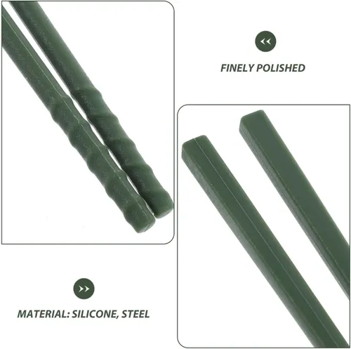 Vista 5 de SHOWERORO Palillos de silicona, 4 pares de palillos de acero de 9.44 pulgadas, reutilizables, antiadherentes, para cocina, comedor, agarre suave