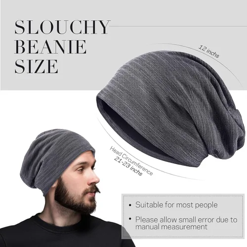 Vista 7 de Gorro holgado de 4 piezas, gorro para dormir, gorro de dormir holgado de punto con calavera para hombres y mujeres