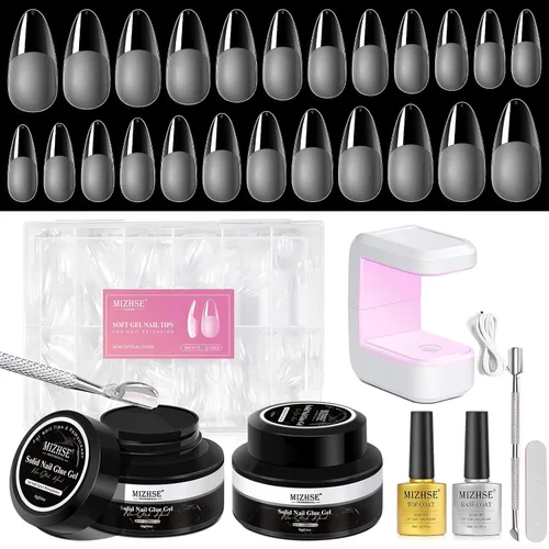 Vista 12 de MIZHSE Kit de pegamento de uñas semisólido de 0.35 oz y removedor de 0.3 fl oz para puntas de uñas a presión, secado rápido súper fuerte, sin