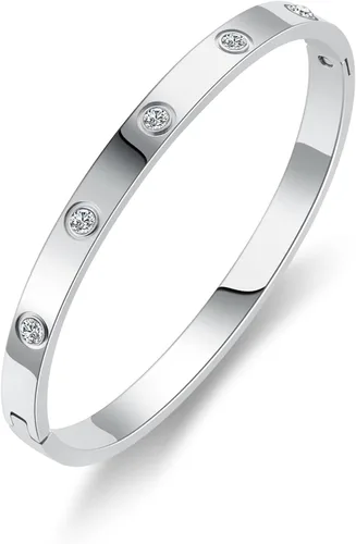 Vista 14 de PDWZNBA Pulseras de amistad de amor chapadas en oro de 18 quilates, brazalete de acero inoxidable de moda, regalo de joyería para mujer Cgold