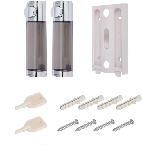 Vista 7 de Dispensador de jabón montado en la pared para baño, 2 cámaras, dispensador de jabón de ducha de 20.3 fl oz, dispensador de jabón corporal