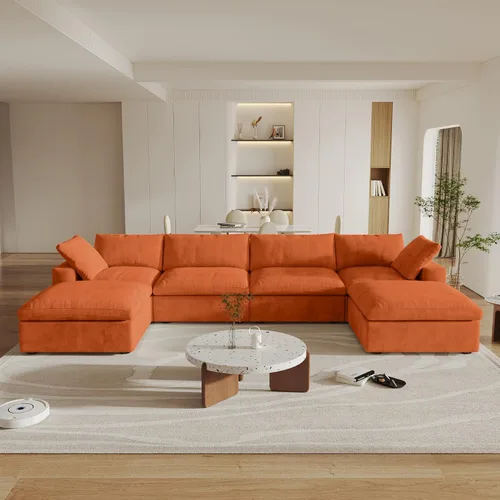 Vista 9 de Cloud - Sofá modular convertible de 80.3 pulgadas en forma de L para sala de estar con otomana de almacenamiento, sofás profundos minimalistas, Negro