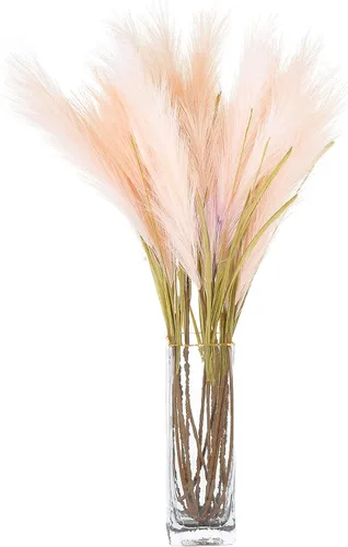 Vista 10 de Hierba artificial de las pampas, 6 piezas de 39 pulgadas de largo de tallo común, fragmitas de caña común, decoración bohemia para habitación Borgoña