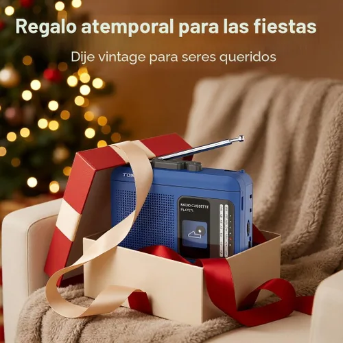 Vista 5 de Reproductor grabador de casetes portátil con radio AM/FM, convertidor de cinta a USB, estilo Walkman, altavoz de 200mW, alimentado por batería