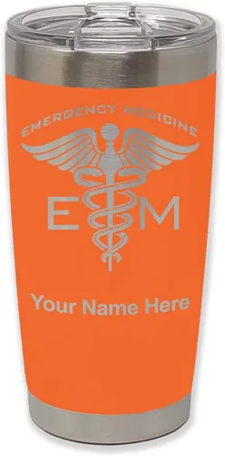 Vista 12 de LaserGram Vaso aislado al vacío de 20 onzas, medicina de emergencia, grabado personalizado incluido (gris) Engraved Gift for Doctors, Vacuum