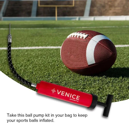 Vista 5 de Kit de bomba de bola de 8 pulgadas, perfecto para pelotas de fútbol, voleibol, baloncesto, fútbol y más, kit completo de bomba de mano con agujas