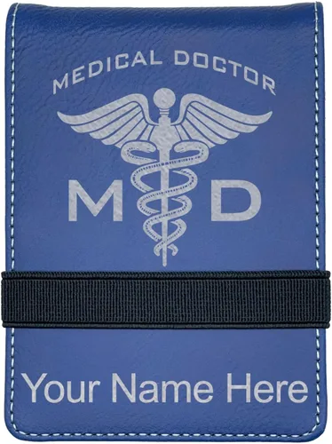 Vista 11 de LaserGram Mini padfolio con bloc de notas y bolígrafo, médico médico, grabado personalizado incluido (negro con oro)