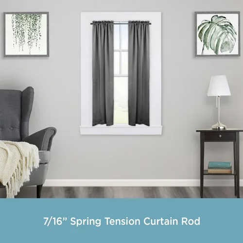 Vista 2 de Varilla Kenney Spring para cortinas de ventana. Negro