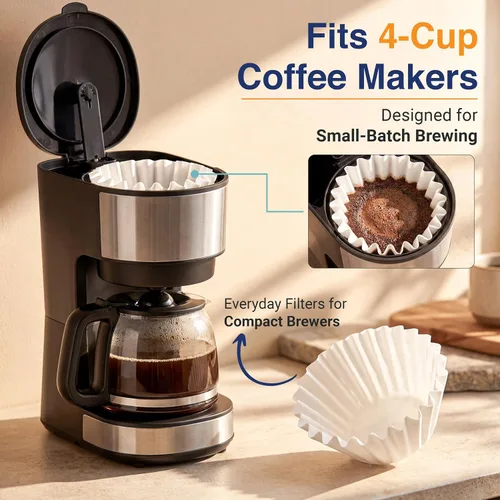 Vista 2 de Filtros de café para cesta de 4 tazas (100, blanco)