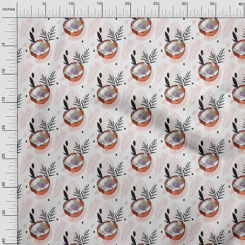 Vista 4 de oneOone Cotton Flex Brown Fabric Tropical Sewing Material Print Fabric By The Yard 40 Inch Wide-5K