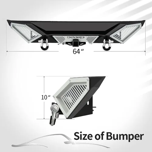 Vista 10 de OEDRO Combo de parachoques trasero compatible con Jeep Wrangler JK y Unlimited JKU 2007-2018 (2/4 puertas), todoterreno de ancho completo