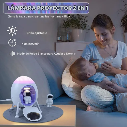 Vista 3 de Lander - Proyector de astronauta con luz nocturna, altavoz integrado Space Man Buddy LED, planetario, lámpara de astronauta, regalos con modo