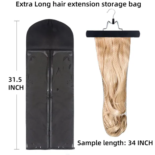 Vista 7 de Colgador de extensión de cabello con bolsa de almacenamiento extra larga, kit de soporte de extensión Double Side Anti-Slip Hair Extension Holder