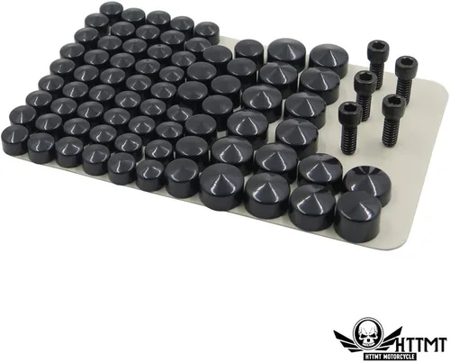 Vista 2 de MT247-001-BK - Tapas de pernos negros compatibles con Harley FLT FLH 2007-2013