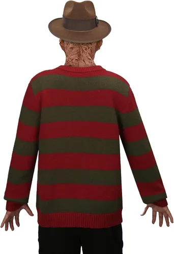Vista 6 de Suéter Freddy de manga larga a rayas para hombre, diseño de pesadilla en el olmo, disfraz de Halloween