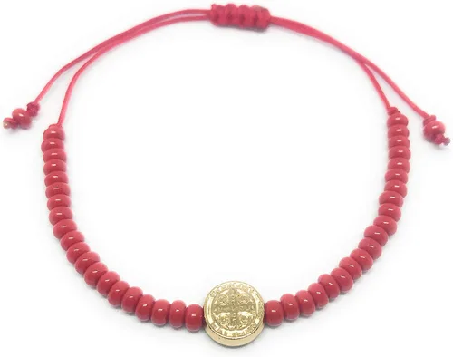 Vista 2 de Chavarrieta Pulsera Roja de hilo de San Benito Roja de hilo de San Benito Cuentas de cristal