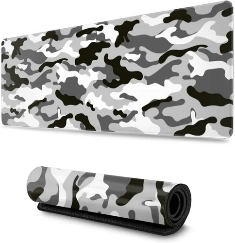 Vista 6 de Alfombrilla de mouse para juegos de camuflaje rojo y negro, grande, XL, larga, extendida, alfombrilla de mouse grande, alfombrilla de mouse