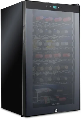 Vista 15 de Ivation Refrigerador de vino con compresor de 24 botellas con cerradura Gran bodega independiente para vino tinto, blanco, champán o espumoso Negro