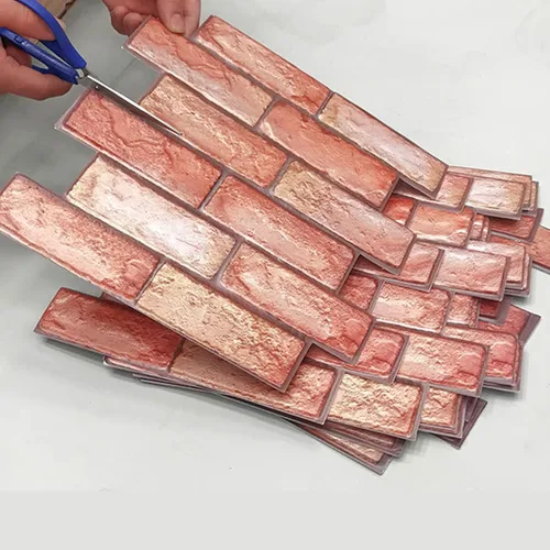 Vista 5 de 10 piezas de papel tapiz de ladrillo 3D, autoadhesivo, impermeable, paneles de pared de ladrillo de espuma, adhesivos para armarios, muebles