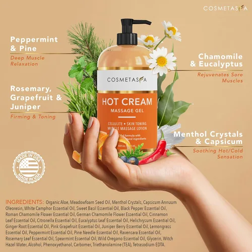 Vista 2 de Aceite de masaje para celulitis y crema caliente, aceite y gel para celulitis 100% natural, altamente absorbente, reafirma, tonifica, tensa e