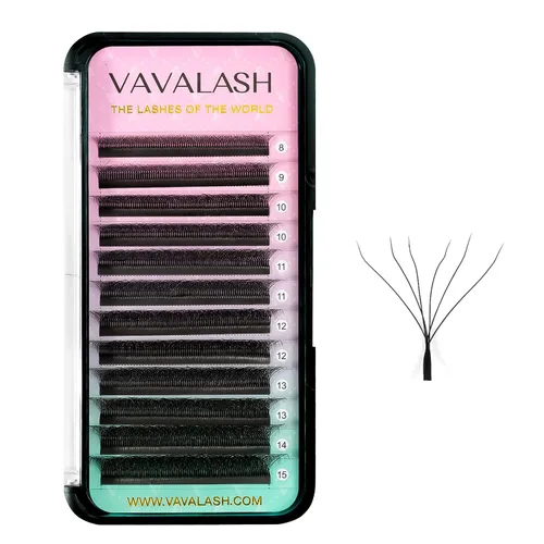 Vista 24 de VAVALASH Extensiones de pestañas en Y, rizo C, 0.002 in, 0.315-0.591 in, bandeja mixta, volumen 4D, extensiones de pestañas tipo YY, extensiones