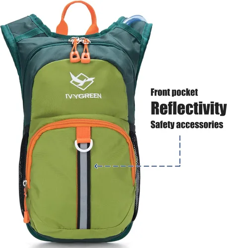 Vista 2 de Ivygreen Mochila de hidratación para niños, mochila de senderismo para niños o niñas con vejiga de agua de 1.5 L